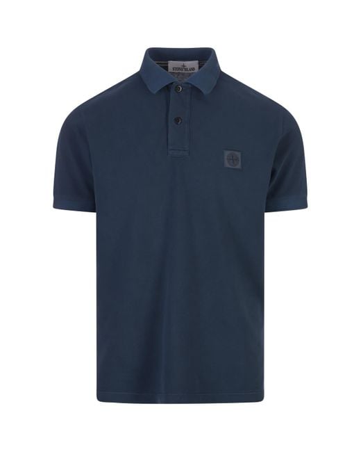 Stone Island Avio Blue Pigment Dyed Slim Fit Polo Shirt for men