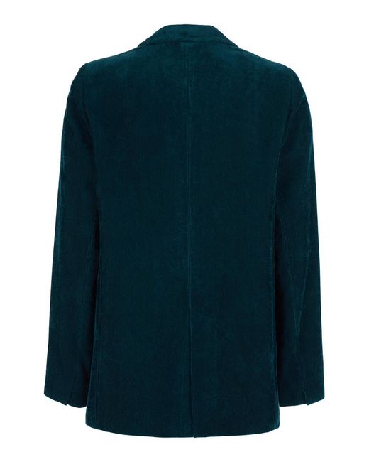 Forte_forte Blue Jacket Single-Breasted Corduroy Viscose Blazers