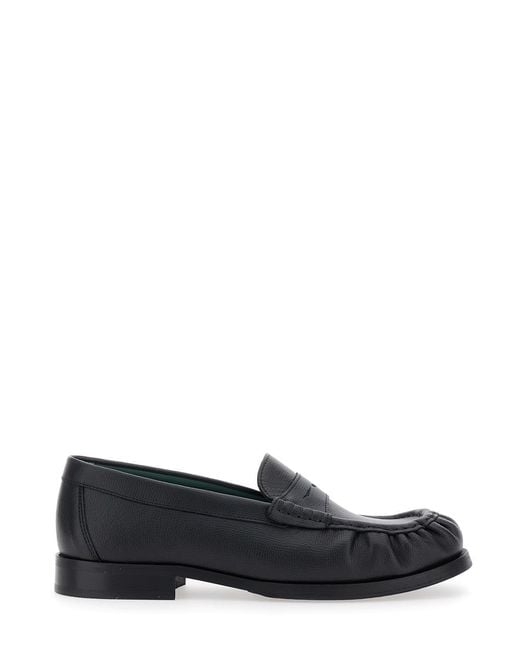 VINNY'S Black Ogee Loafers With Almond Toe Grained Leather for men