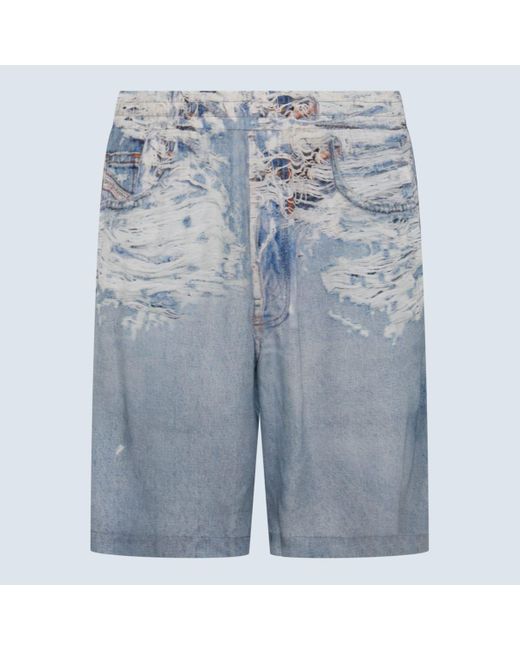 DIESEL Blue Light Viscose Denim Shorts for men