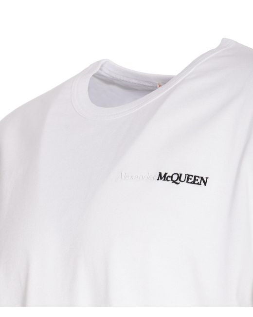 Alexander McQueen White Reflected Logo T-shirt for men
