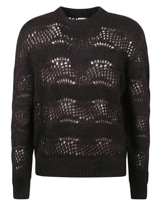Saint Laurent Black Mohair Sweater With Perforated Workmanship for men