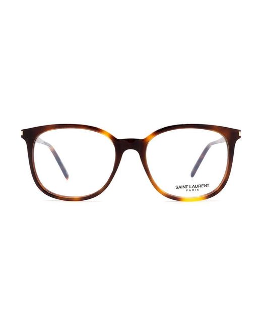 Saint Laurent Brown Eyeglasses Square Full Rim, Havana Frame And Clear Demo Lenses Lens Sl307003