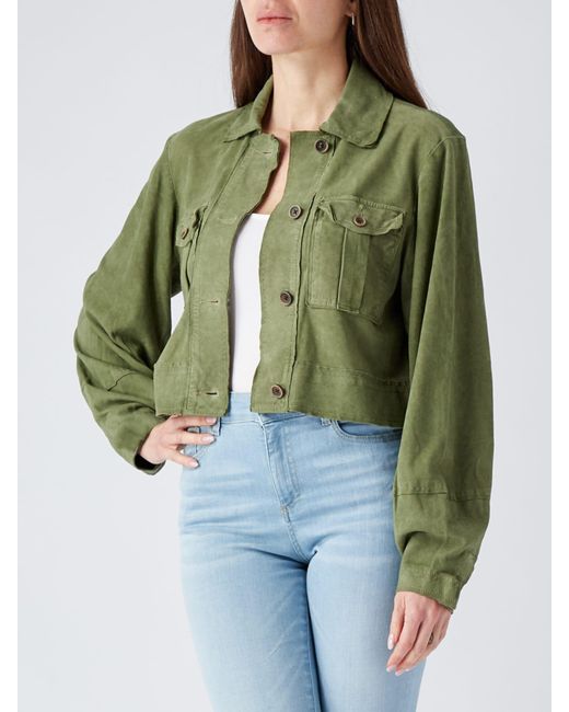 D'Amico Luna Leather Jacket in Green | Lyst