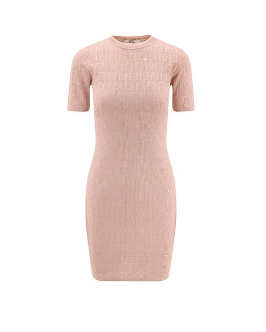Fendi Women's Pink Ff Cotton And Viscose Dress