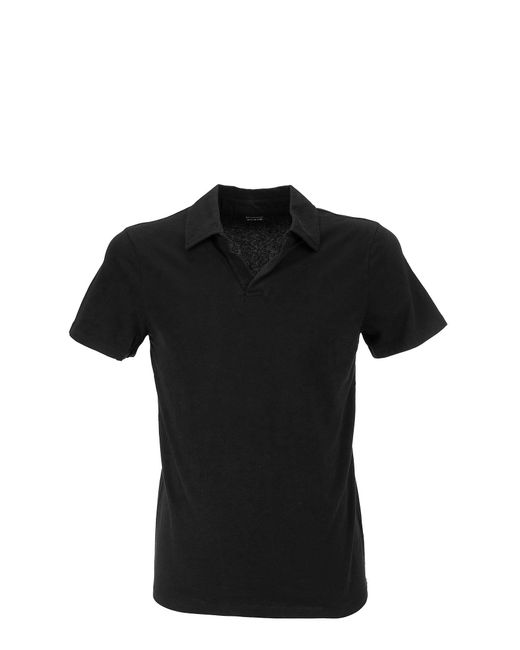 Majestic Filatures Black V-Neck Short-Sleeved Polo Shirt for men