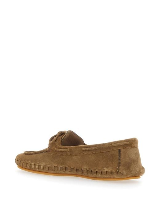 Le Monde Beryl Brown Loafers Dmwsuetau With Suede Bow Detail Goat