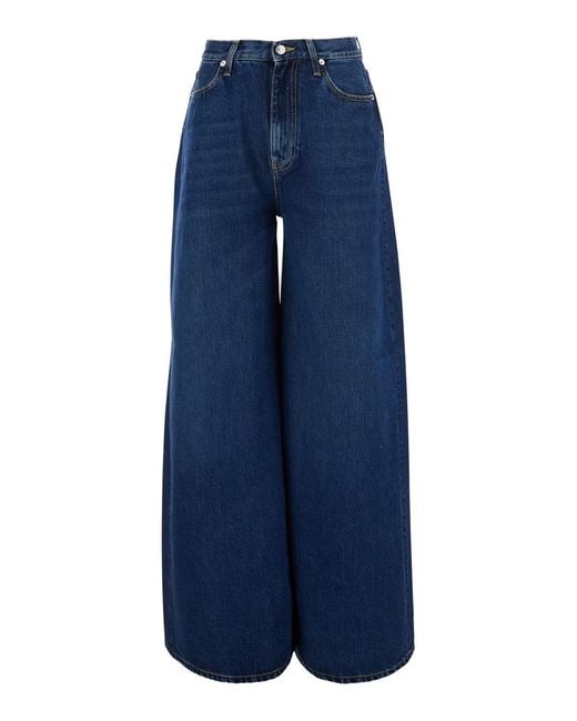 Roy Rogers Blue Kaori Jeans With Pockets And Frayed Hems Lyocell Cotton For