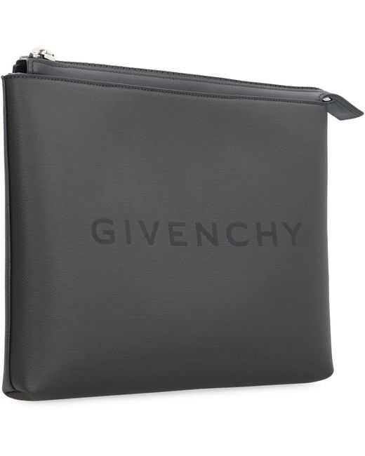 Givenchy Gray Coated Canvas Flat Pouch for men