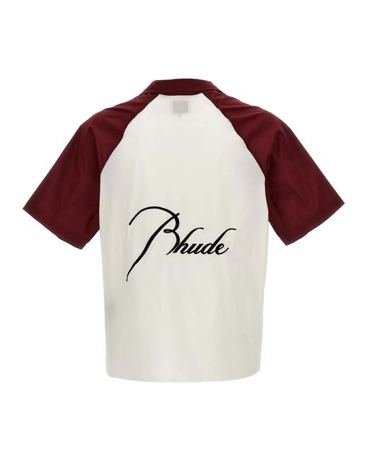 Rhude Red Logo Embroidery Shirt Shirt, Blouse for men