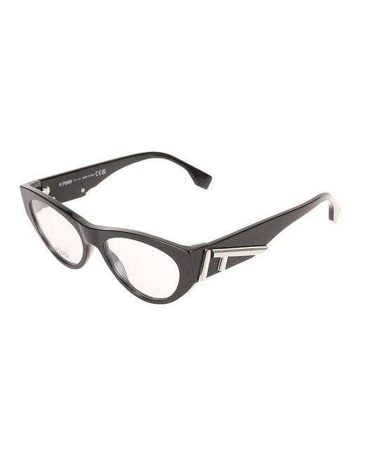 Fendi Natural Metal Logo Embossed Cat-Eye Glasses