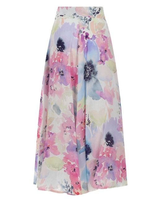 120% Lino White Skirt Long Linen
