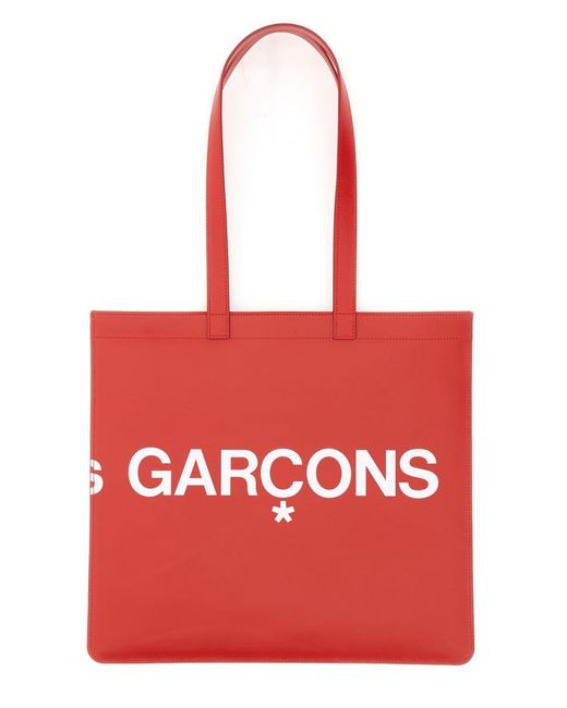 Comme des Garçons Red Huge Logo Tote Bag Unisex
