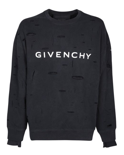 Givenchy Blue Destroyed Logo Sweatshirt for men