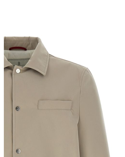Brunello Cucinelli Natural Polyester Full-Length Jacket Clothing for men