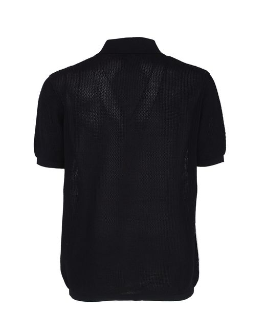 Emporio Armani Black Net Stitch Polo Neck Sweater for men