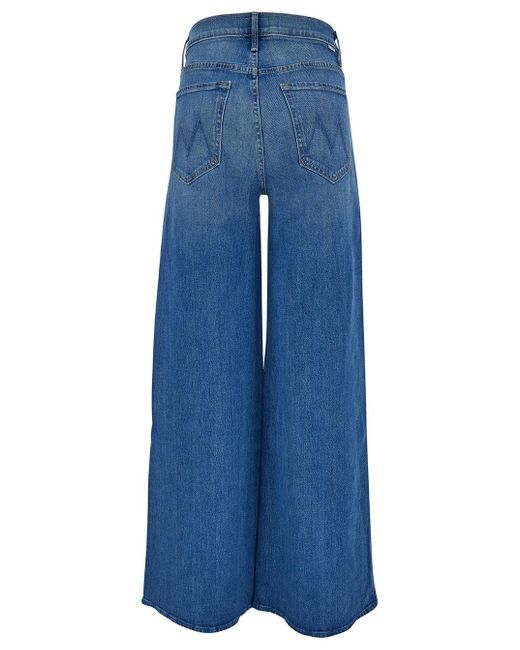 Mother Blue 'The Undercover' Light Wide Jeans With Branded Button