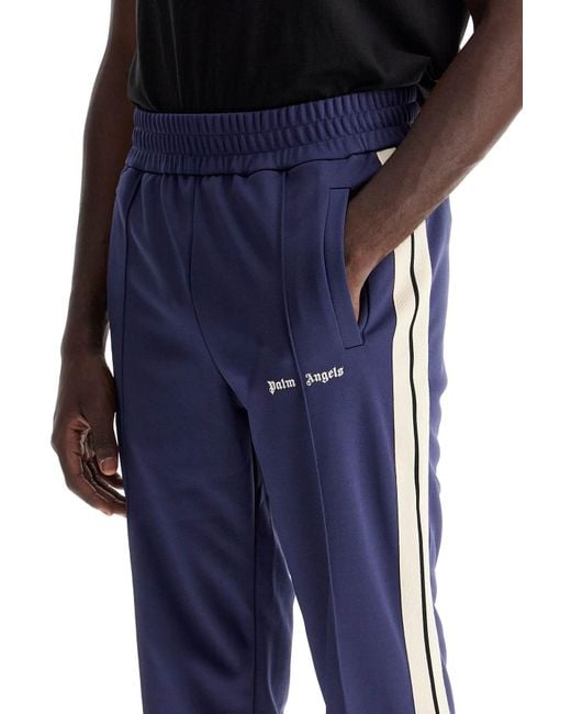 Palm Angels Blue Contrast Band Joggers With Track In for men