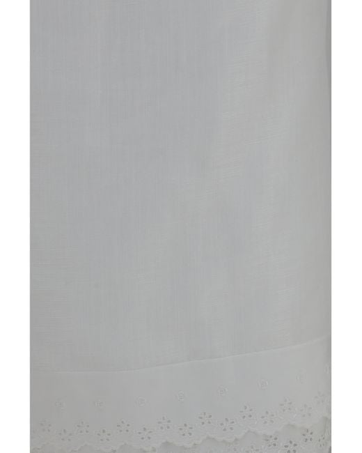 Magda Butrym Gray Embroidered Midi Skirt Cotton; Linen