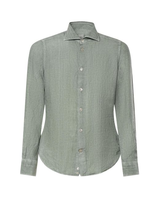 Eleventy Green Shirts Linen for men