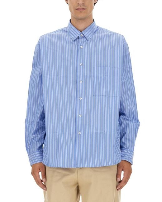Lanvin Blue Oversize Fit Shirt Cotton for men