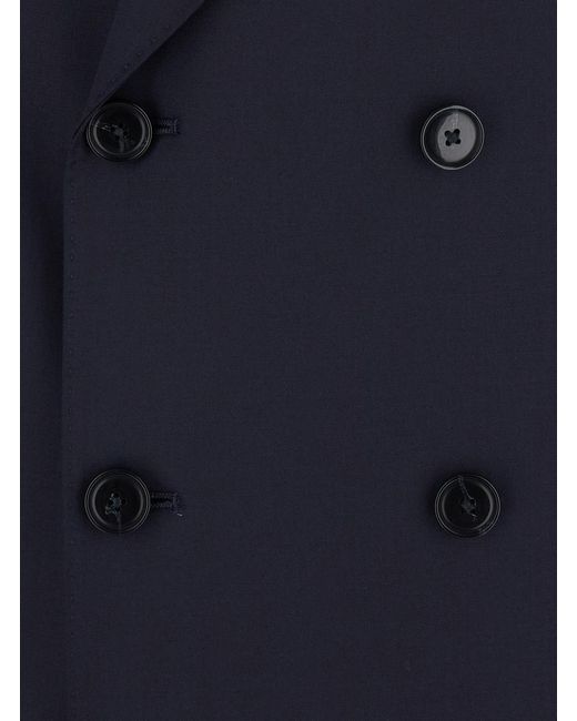 Boss Blue Double-Breasted Wool Jacket Blazers for men