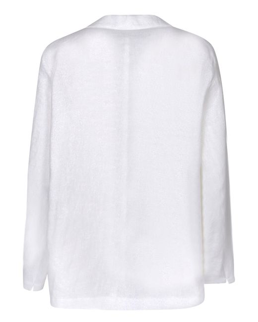 Lardini White Linen Lurex Overshirt