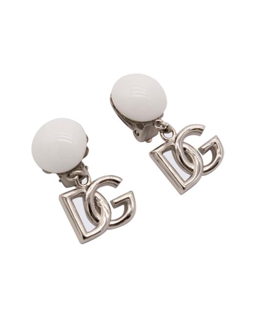 Dolce & Gabbana Metallic White Brass Blend Earrings