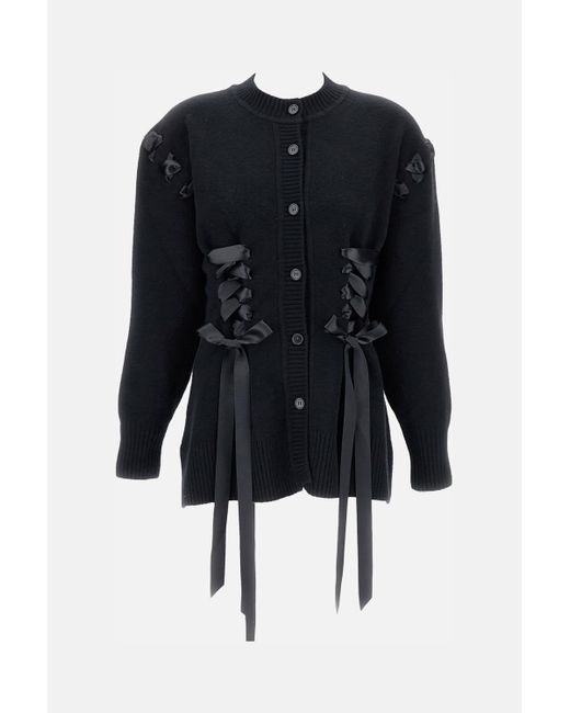 Simone Rocha Black Sculpted Ribbon Corset Detail Cardigan
