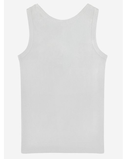 Versace White Stretch Cotton Tank Top With Logo