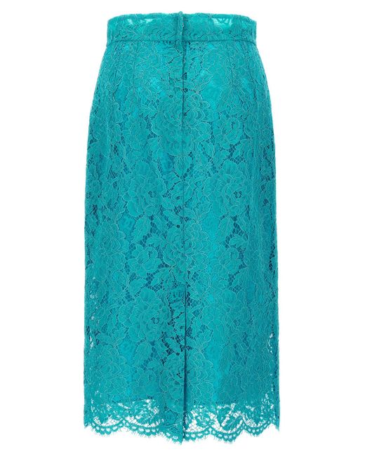 Dolce & Gabbana Blue Lace Skirt Skirts