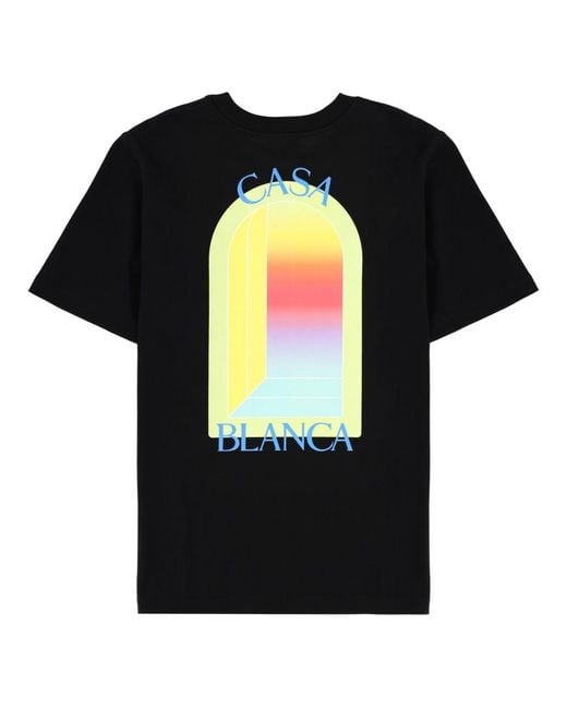 Casablanca Black T-Shirt With Print Organic Cotton T-Shirts for men