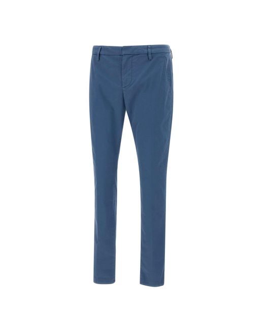 Dondup Blue Gaubert Cotton Trousers for men