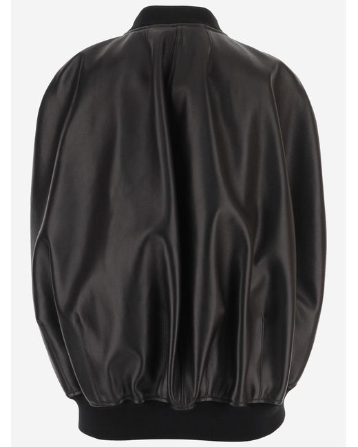 Balenciaga Black Sleeveless Leather Bomber Jacket