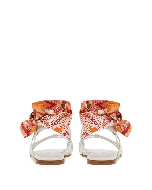 Ferragamo White Ferragamo Vara Lace-Up Sandals