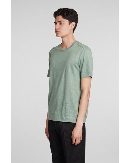 Zegna T-shirt In Green Linen for men