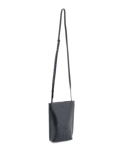 Ganni Black Leather Crossbody Bag