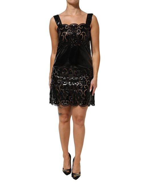 Dolce & Gabbana Black Ruffled V-Neck Silk Maxi Dress