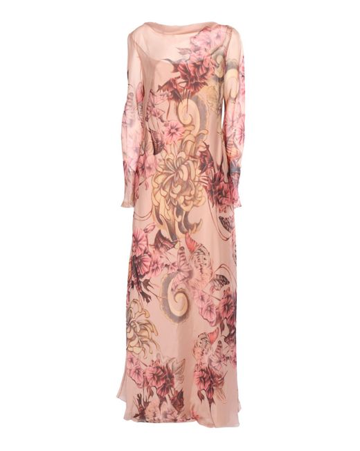 Alberta Ferretti Pink Silk Floral Dress