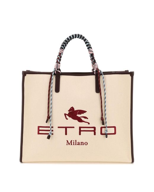 Etro Pink Tote Bag With Braided Handles
