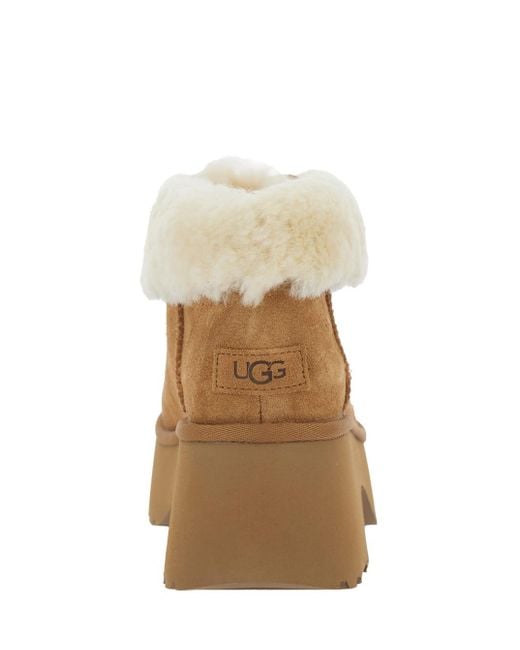 Ugg Natural 'Esmee' Ankle Boots With Fur Detailing And Platform