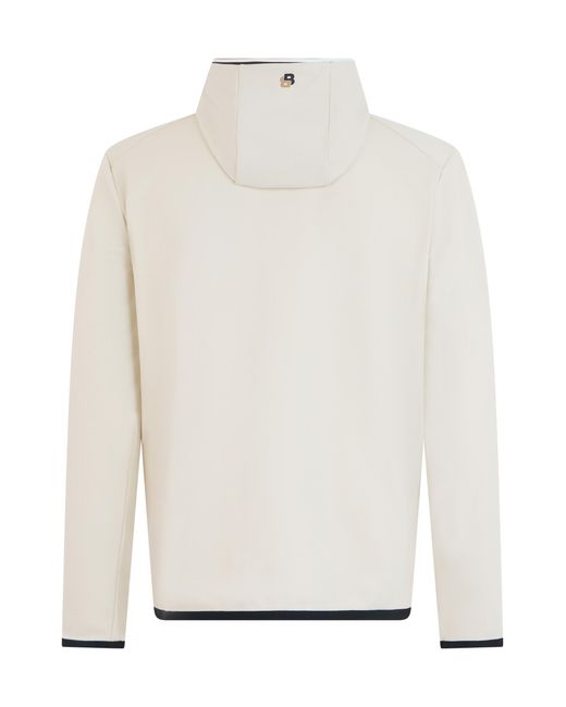 Boss White Zip-Up Sweatshirt Technical Fabric Open Polyester for men
