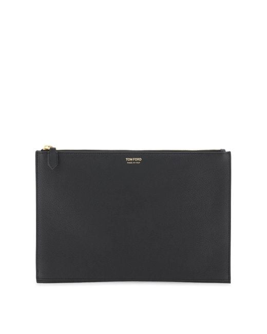 Tom Ford Black Grained Leather Pouch for men