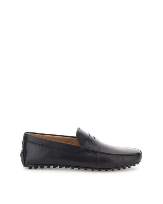 Tod's Leather Gommino Driver Loafers in Gray for Men | Lyst