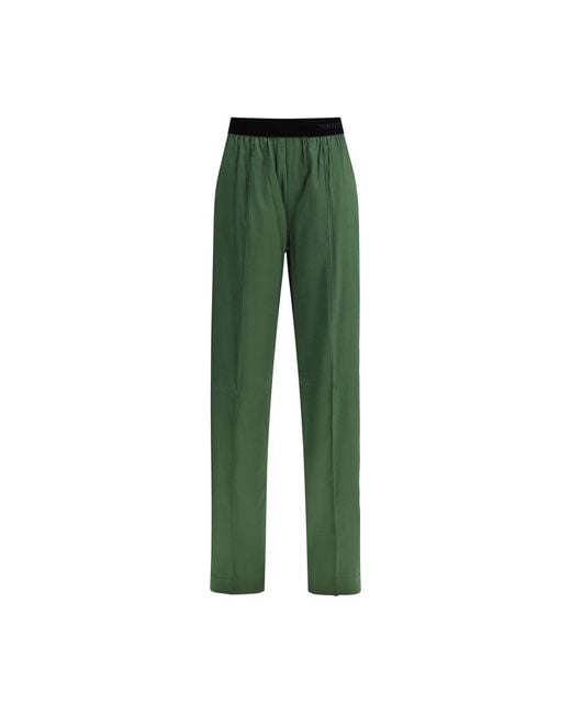 Tom Ford Green Bicolor Silk Casual Pants