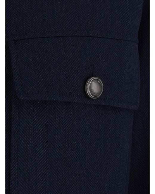 Brunello Cucinelli Blue Cropped Wool Jacket Blazers