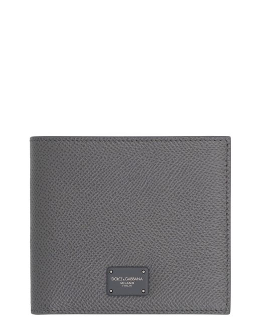 Dolce & Gabbana Gray Leather Flap-Over Wallet for men