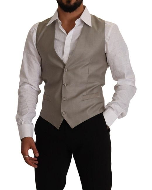 Dolce & Gabbana Brown Wool Single Breasted Waistcoat Vest Virgin Clothing for men