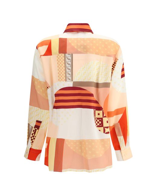 Fendi Orange Patchwork Shirt
