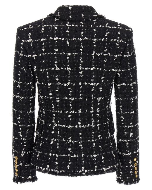 Balmain Black Checked Tweed Blazer
